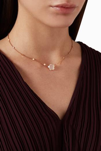 hover state of Bon Ton Necklace with Milky Quartz in 18kt Rose Gold