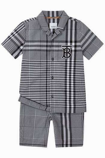 hover state of Monogram Motif Shirt in Check Cotton Poplin   