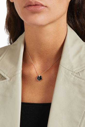 hover state of Petit Joli Diamond Necklace with Onyx in 18kt Rose Gold