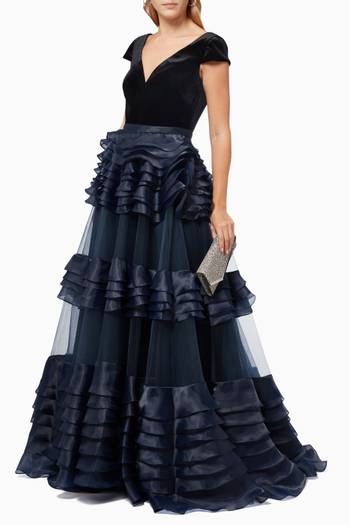 hover state of Ruffle Tiered Gown