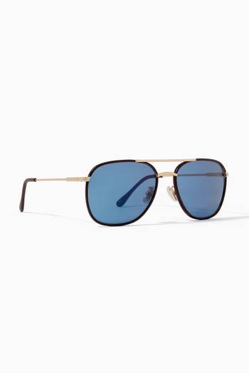 hover state of Rabat Aviator Sunglasses in Leather & Metal