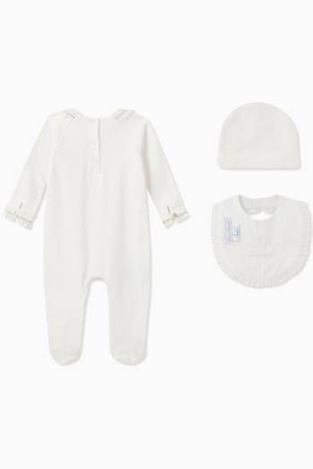 hover state of Pyjama, Bib and Hat Gift Set in Cotton     
