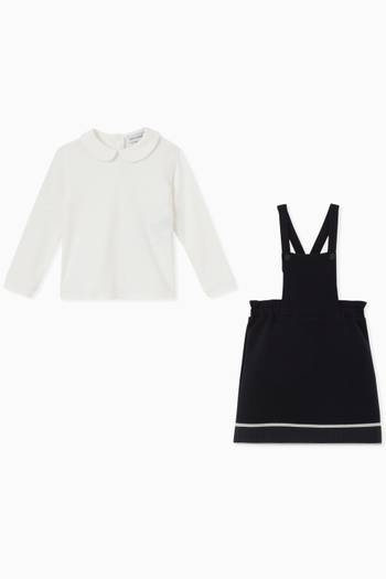 hover state of EA Logo Tape Pinafore Dress & Top Set in Double Jersey    