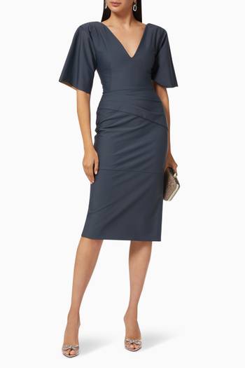 hover state of Leaded Midi Dress in Crepe   