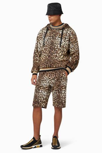 hover state of Leopard Sweat Shorts in Cotton Jersey