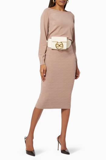 hover state of Midi Dress in Logo Viscose Knit   