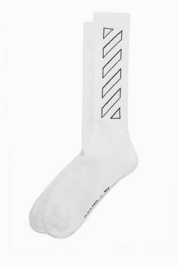 hover state of Diag Outline Mid Length Socks in Cotton        