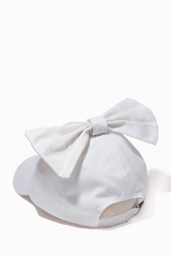 hover state of Bow Baseball Cap with Teddy Patch in Cotton Canvas  
