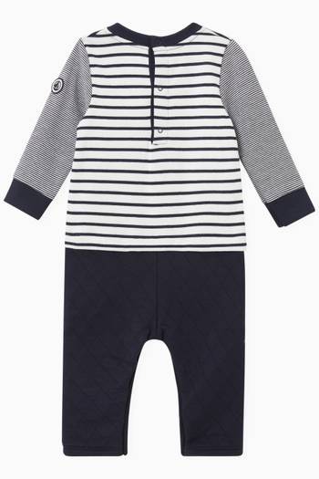 hover state of Iconic Footless Jumpsuit in Sailor Stripes Cotton Knit  