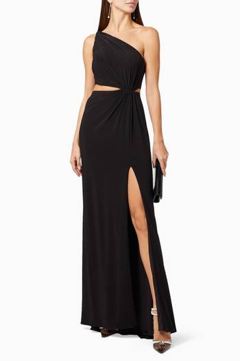 hover state of x leena One Shoulder Cut Out Gown   