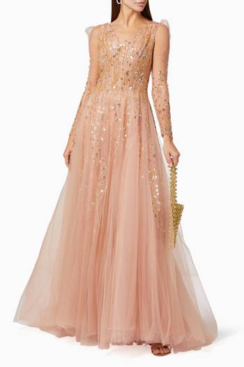 hover state of Illusion Beaded Gown in Tulle