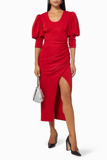 hover state of Midi Dress in Stretch Crepe   