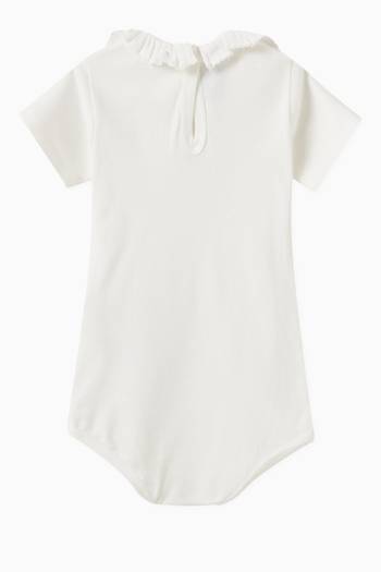 hover state of Ruffle Bodysuit in Cotton Rib Knit 
