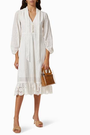hover state of Anita Midi Dress in Broderie Anglaise Cotton 