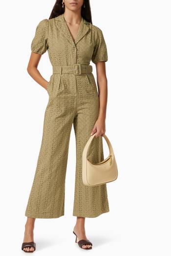 hover state of Eve Jumpsuit in Broderie Anglaise Cotton 