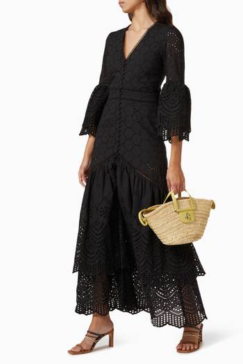 hover state of Lua Maxi Dress in Broderie Anglaise Cotton 