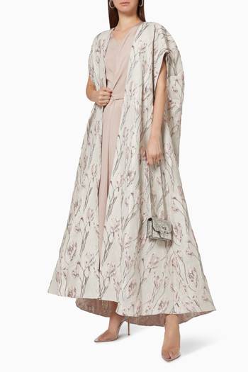 hover state of Dress & Cape Set in Floral Jacquard  