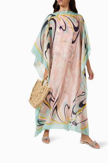 hover state of Onde Print Kaftan Coverup Dress in Cotton  