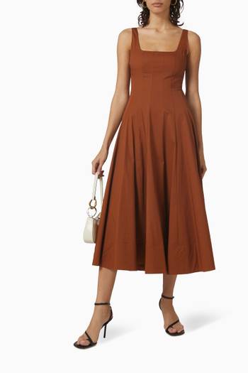 hover state of Wells Midi Dress in Cotton Poplin