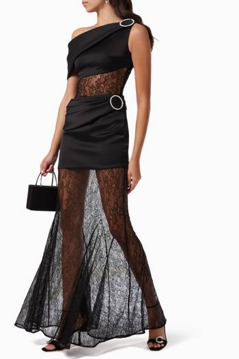 hover state of Buckled Gown in Satin & Lace