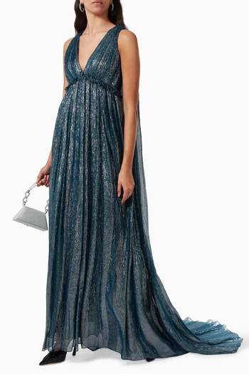hover state of Bianca Cape Gown in Metallic Chiffon