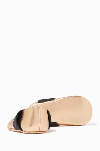 hover state of Ballet Flats with Straps in Leather 