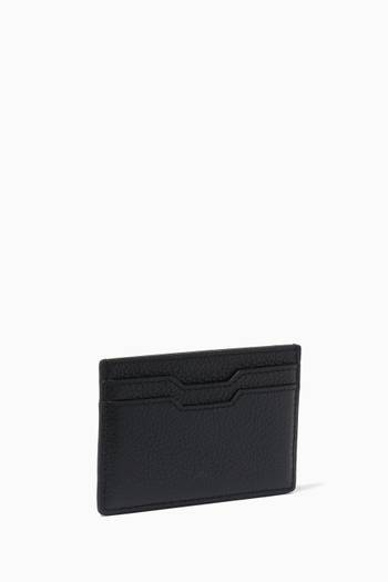 hover state of Embossed Logo Card Holder in Pebbled Nappa Leather  