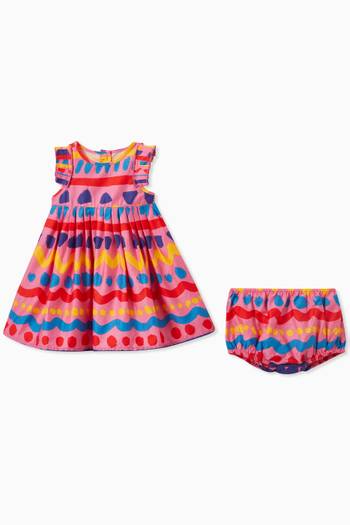 hover state of Stripe & Wave Print Dress with Bloomers in Cotton   