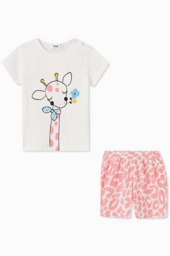 hover state of Sally Giraffe Print T-shirt & Shorts in Cotton Jersey     