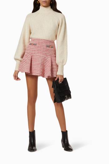 hover state of Ruffled Mini Skirt in Tweed    