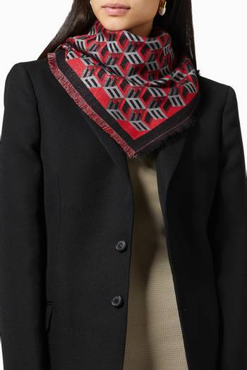 hover state of Cubic Monogram Jacquard Shawl in Wool-silk  