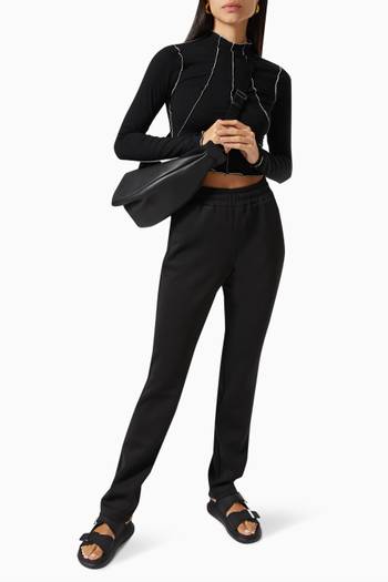 hover state of Relaxed Straight Fit Pants in Scuba Fabric   