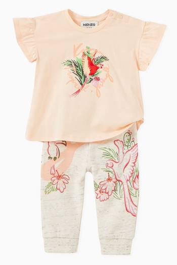 hover state of Tropical Print Ruffled T-shirt in Organic Cotton