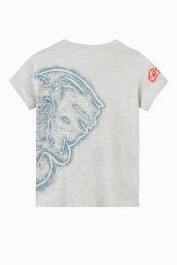 hover state of Dual Elephant Print T-Shirt in Organic Cotton  