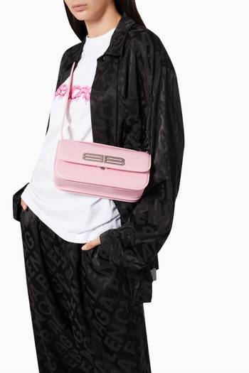 hover state of Small Gossip Shoulder Bag in Stripe-embossed Leather     