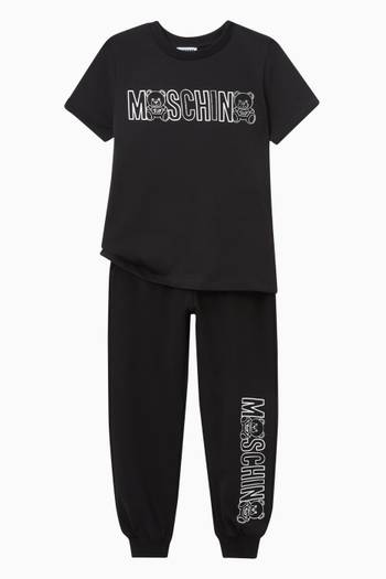 hover state of Textured Teddy Bear Logo Sweatpants in Fleece 