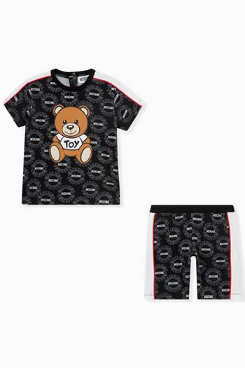 hover state of All-over Logo Print T-shirt & Shorts Set