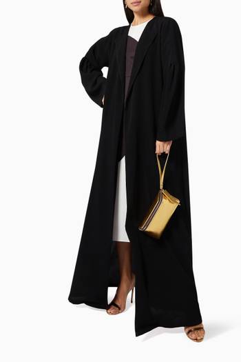 hover state of Striped Abaya with Gathered Sleeves  