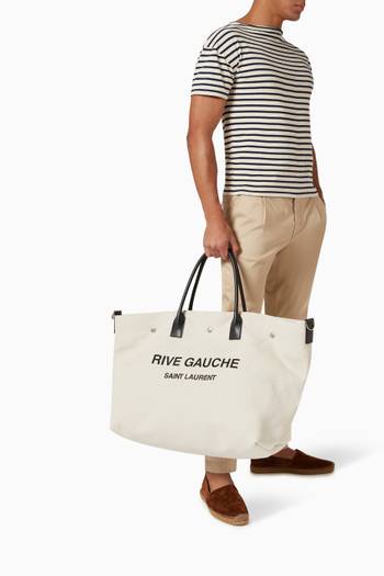 hover state of Maxi Rive Gauche Shopping Bag in Canvas & Smooth Leather