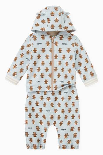 hover state of All-over Bear & Logo Print Hooded Sweatshirt 