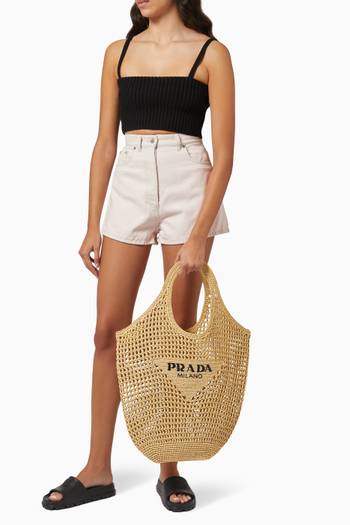 hover state of Logo Shopping Bag in Raffia