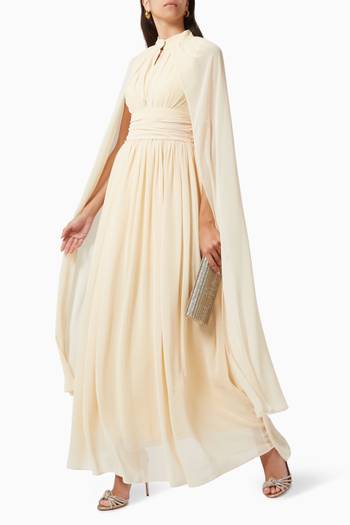 hover state of Draped Cape Dress in Chiffon 