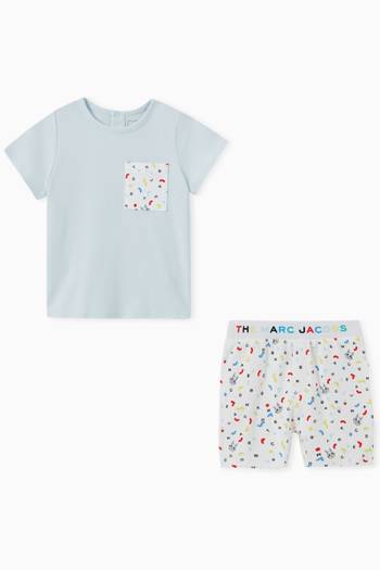 hover state of Graphic Print T-Shirt & Shorts Set in Cotton  