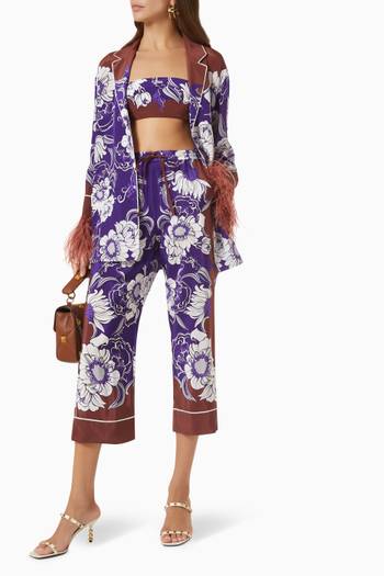 hover state of Feathers Pajama Shirt in Crepe Silk
