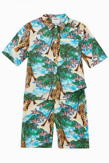 hover state of Jungle Print Shirt in Poplin 
