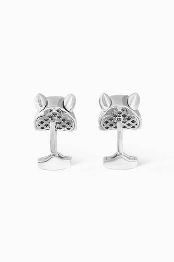 hover state of Water Tiger Cufflinks with Swarovski Crystals in Palladium-plated Metal 