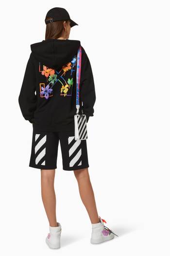hover state of Floral Embroidered Arrow Hoodie in Cotton