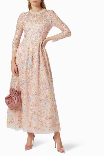 hover state of Secret Garden Floral Embroidered Dress in Tulle 