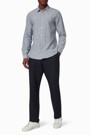 hover state of Caiden Long Sleeve Solid Shirt in Cotton Blend