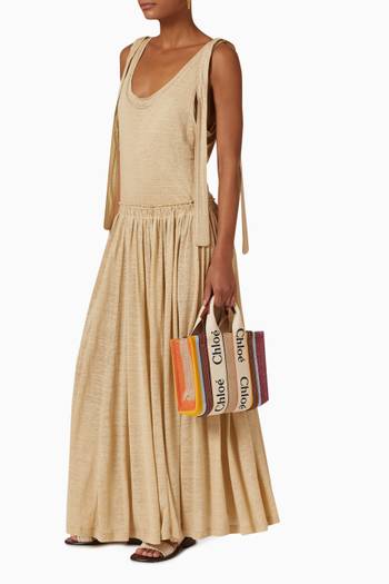 hover state of Pleated Maxi Dress in Linen Jersey   